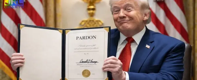 illustration of US president holding presidential pardon document during controversy over White House staff pardon comments
