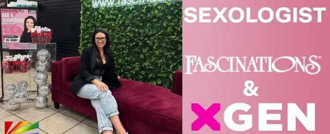 Dr. Mindy at XGEN Ask a Sexologist event inside Fascinations retail store promoting sexual wellness education and customer engagement