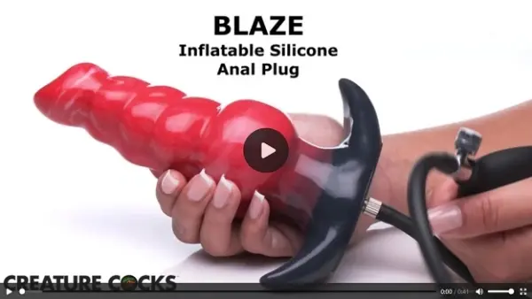 XR Brands Blaze inflatable silicone plug featured in product commercial demonstrating adjustable inflation and design features