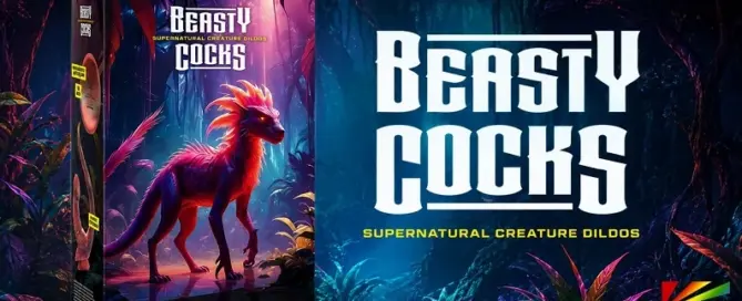 Beasty Cocks Panthera Double fantasy silicone product with retail packaging showcasing textured design and suction base