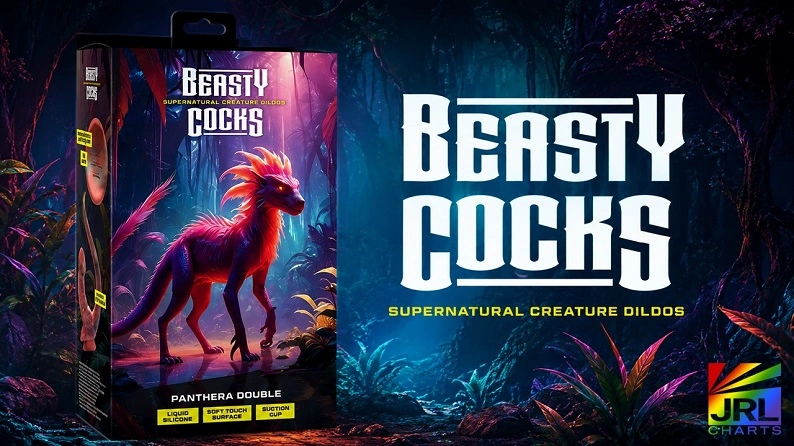 Beasty Cocks Panthera Double fantasy silicone product with retail packaging showcasing textured design and suction base