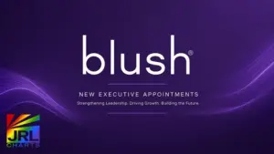 Blush logo on purple background highlighting new executive appointments in the sexual wellness B2B market