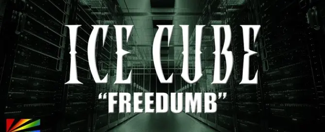 Ice Cube Freedumb lyric video image with server room representing AI surveillance and digital control