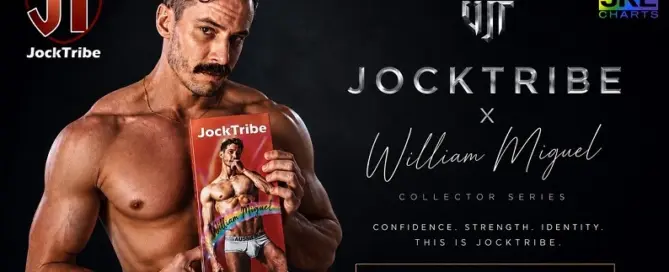 William Miguel promotes JockTribe Collector Series premium men’s wellness collaboration in luxury editorial campaign image