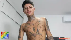 LatinBoyz newcomer Dylan, a tattooed Colombian model featured in a JRL CHARTS Gay News talent spotlight