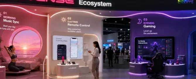 Lovense ecosystem booth at EroSpain 2026 showcasing connected device technology, remote control features, and interactive retail strategy