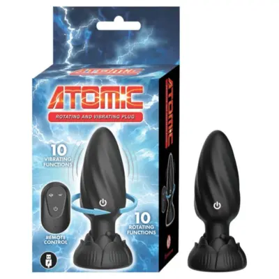 Nasstoys Atomic rotating vibrating plug retail packaging box with remote control and dual function features
