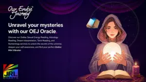 OEJ Novelty Zodiac Pleasure Collection oracle campaign featuring mystical astrology-themed branding and lifestyle wellness concept