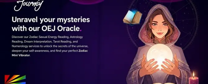 OEJ Novelty Zodiac Pleasure Collection oracle campaign featuring mystical astrology-themed branding and lifestyle wellness concept
