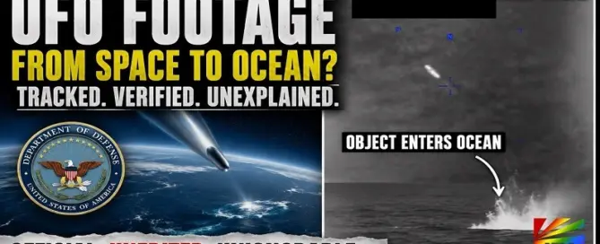 Pentagon UAP footage showing unidentified object tracked by military sensors moving toward ocean surface
