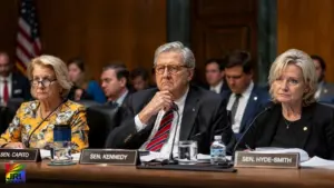 Republican senators debate proposed HUD housing funding cuts during a congressional hearing on affordable housing and federal budget policy.
