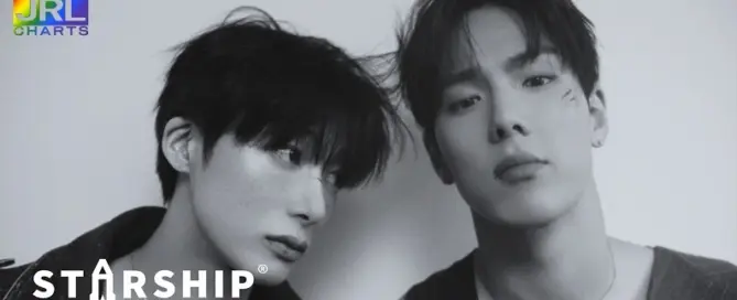 SHOWNU X HYUNGWON promotional image for their LOVE ME EP comeback under Starship Entertainment featured on JRL CHARTS K-Pop News