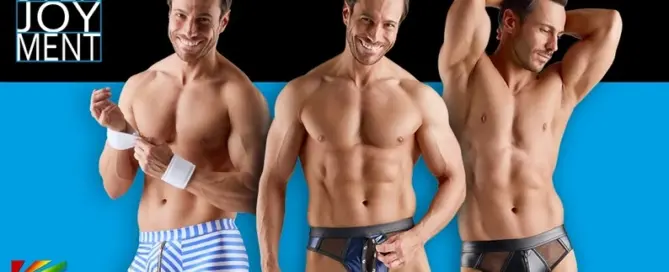 JRL CHARTS feature image showing Svenjoyment men’s underwear collection with blue striped nautical style, dark blue thong and black brief designs