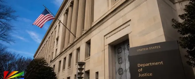 U.S. Department of Justice building exterior representing federal investigation into school policies
