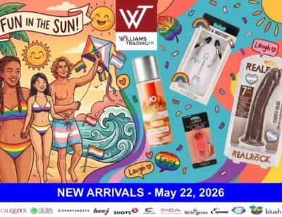 Williams Trading digital catalog showcasing summer new arrivals and retail-ready wellness products for adult retailers