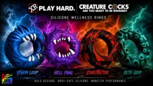 XR Brands Creature Cocks Silicone Wellness Rings featuring Venom Loop, Hell Fang, Constrictor and Octo Grip fantasy-inspired wellness accessories.
