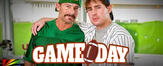 Greg Dixxon and Josh Brady star in Game Day with Stepdad, a sports-themed Next Door Taboo feature streaming on ASGmax.