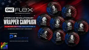 ONE Flex limited-edition American Revolutionary Wrapper Campaign featuring historic American figures and distributed by Paradise Marketing.