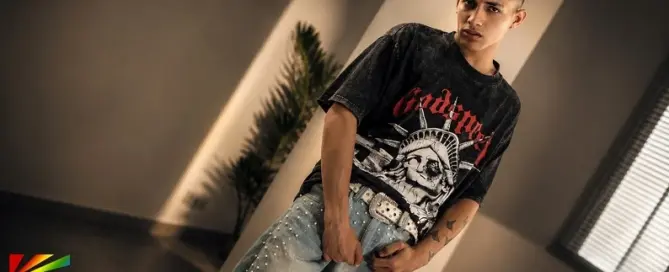 Sebastian, emerging LatinBoyz Network model featured in a Hollywood-style promotional portrait