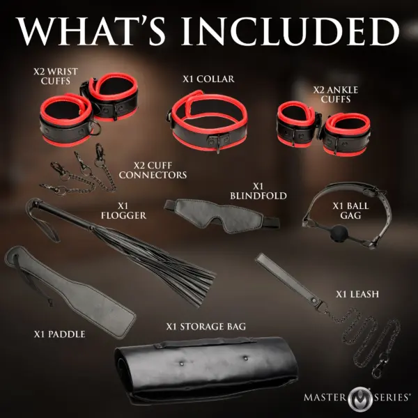 Contents included in the XR Brands Scarlet Seduction Travel Set from the Master Series collection