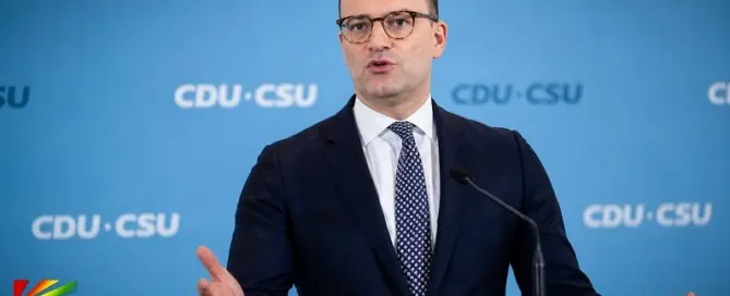 Jens Spahn addresses the media during a CDU-CSU press conference following his resignation as parliamentary leader amid Germany's surrogacy controversy.