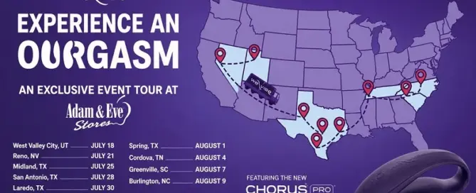 Adam & Eve and We-Vibe promote the nationwide Chorus Pro pop-up tour featuring an interactive mobile app experience, immersive retail events, and a nine-city U.S. tour.