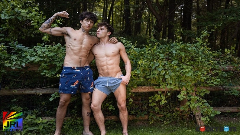 Official CockyBoys trailer thumbnail featuring Angel Elias and Smith Sterling in an outdoor summer romance.