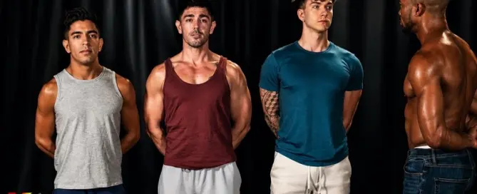 Mare Assessment Vol. 11 cast featuring Finn August, Milo Miles, Nico Coopa and Sean Xavier in a cinematic Hollywood-style promotional image from Studloads.