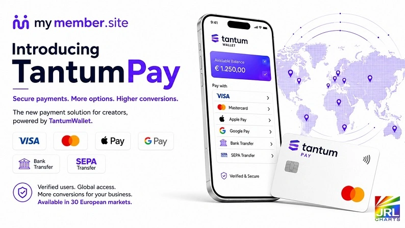 MyMember.site introduces TantumPay, a secure payment platform featuring Visa, Mastercard, Apple Pay, Google Pay, SEPA Transfer, and bank transfer options for digital creators across Europe.