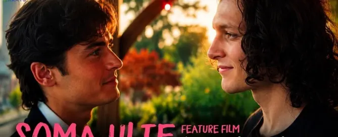 Soma Ulte official trailer promotional artwork featuring Aidan and Blake in the acclaimed indie gay romance film directed by Byron Ruf.