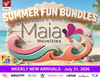 Williams Trading Weekly New Arrivals digital catalog featuring Maia Novelties and leading adult retail brands.