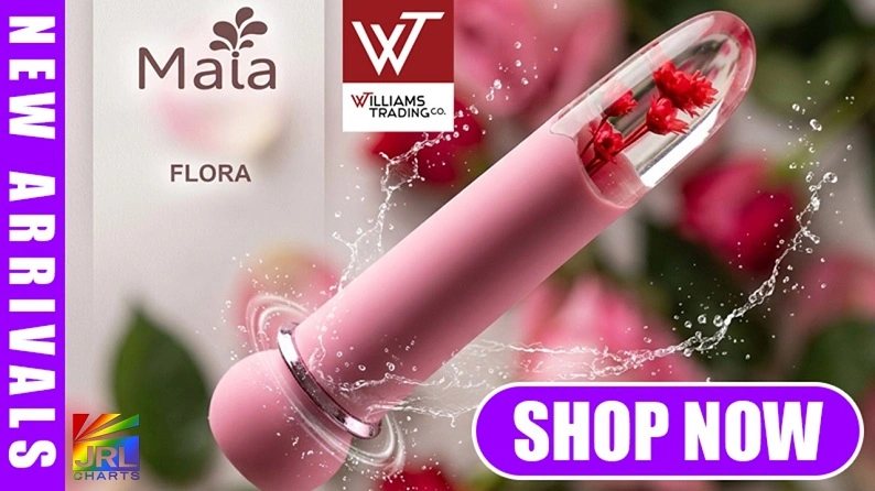 Maïa FLORA leads Williams Trading Weekly New Arrivals for August 21, 2026, featured by JRL CHARTS B2B Pleasure Products News.