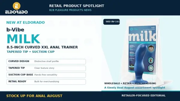 Actual b-Vibe Milk 8.5-inch Curved XXL Anal Trainer retail packaging
