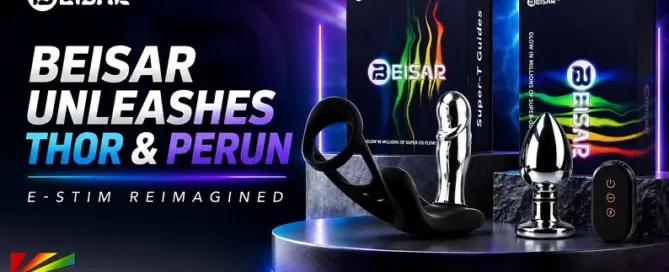 Beisar THOR and PERUN e-stim products with official retail packaging and remote controls.