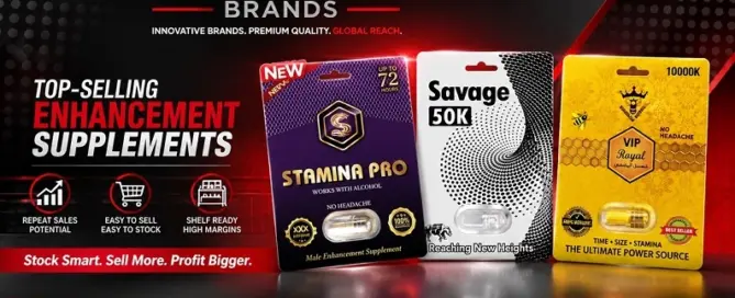 Full Circle Brands top-selling enhancement supplements featuring Stamina Pro, Savage 50K and Royal VIP
