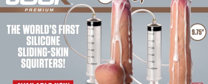 JOCK Premium Sliding-Skin Squirters distributed by XR Brands for adult specialty retailers