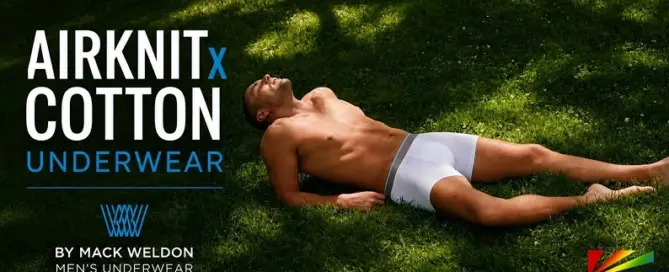 Mack Weldon AIRKNITx Cotton Underwear campaign featured on JRL CHARTS Men’s Underwear Fashion News.
