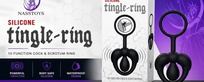 Nasstoys Silicone Tingle Ring Black featuring 10 vibration functions and silicone construction for specialty retail.