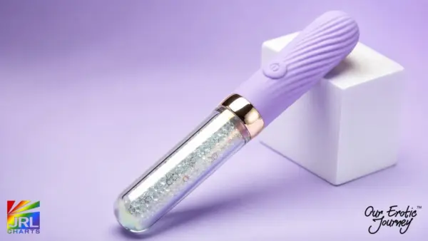OEJ Diamond Glitter Glass Clitoral Vibrator featuring a lavender ridged design and crystal-inspired detailing from the Cristal Collection.