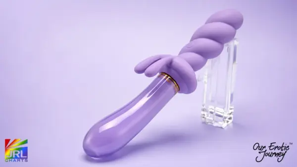 OEJ Jade Twist Glass Rabbit Vibrator featuring a lavender twisted design from the Cristal Collection.