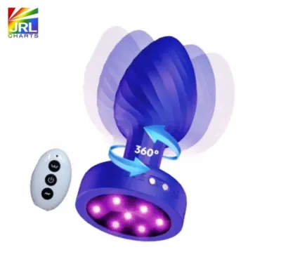 Sparkle-LIT rechargeable purple jewel plug with remote control and colorful LED illumination.