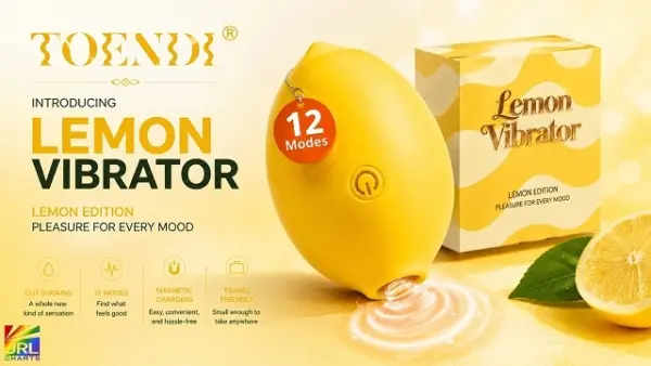 Toendi Lemon Vibrator with 12 stimulation modes and Lemon Edition retail packaging
