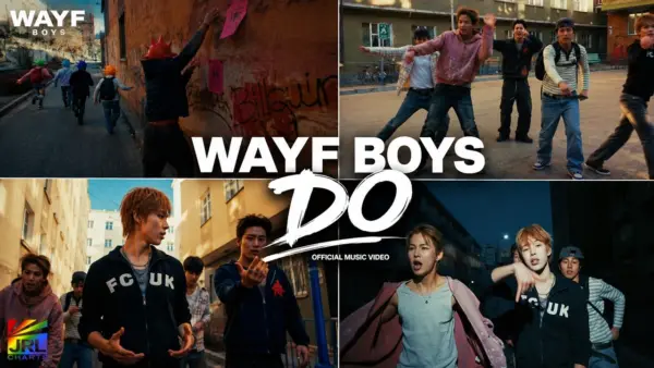 WAYF BOYS performing during the WAYF BOYS DO official music video