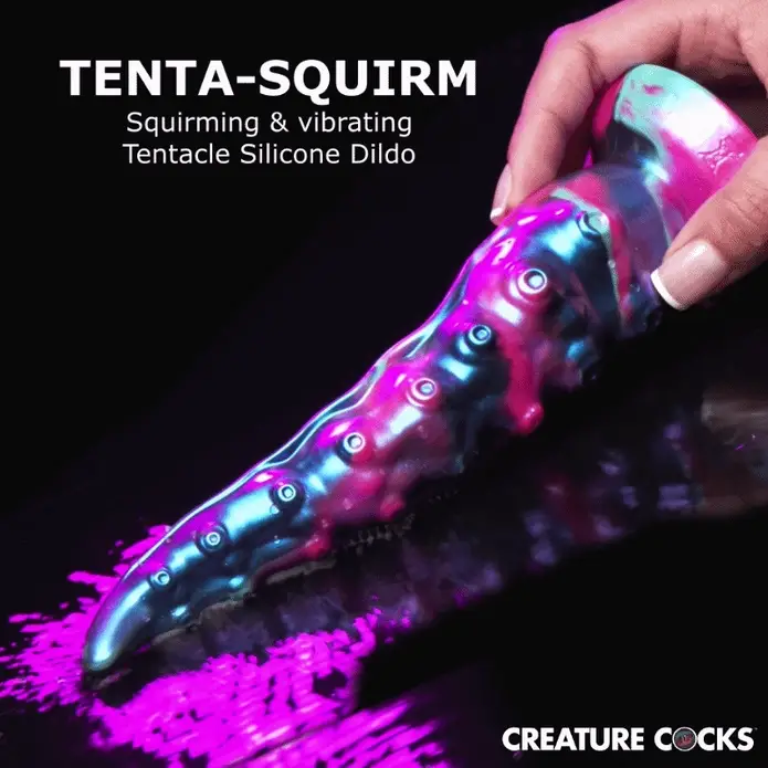 Creature Cocks Tenta-Squirm retail packaging from XR Brands with rechargeable remote control