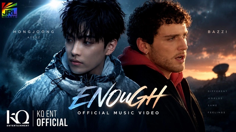 ATEEZ leader Hongjoong and Bazzi featured in the ENOuGH music video artwork