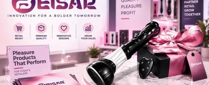 Beisar Black-White Faunus fantasy pleasure product displayed in a B2B retail showroom setting.