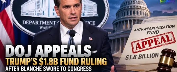 Todd Blanche featured in DOJ appeal graphic over Trump’s $1.8 billion Anti-Weaponization Fund after telling Congress it was dead