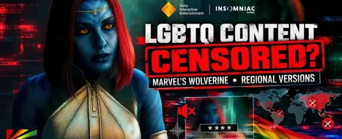 Marvel’s Wolverine editorial image examining reported LGBTQ censorship involving Mystique in some regional versions of the game.