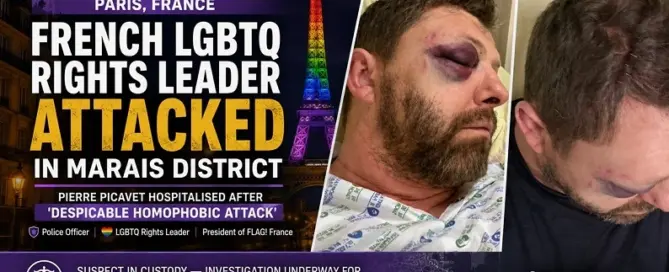 French LGBTQ rights leader Pierre Picavet following an alleged homophobic attack in Paris' Marais district.