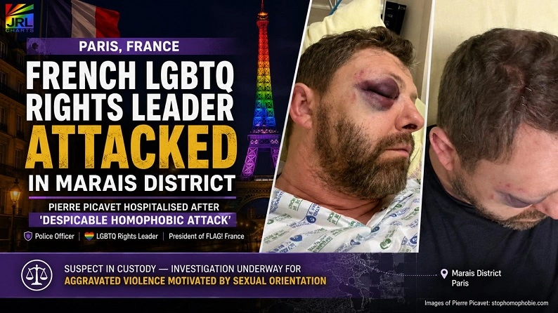 French LGBTQ rights leader Pierre Picavet following an alleged homophobic attack in Paris' Marais district.